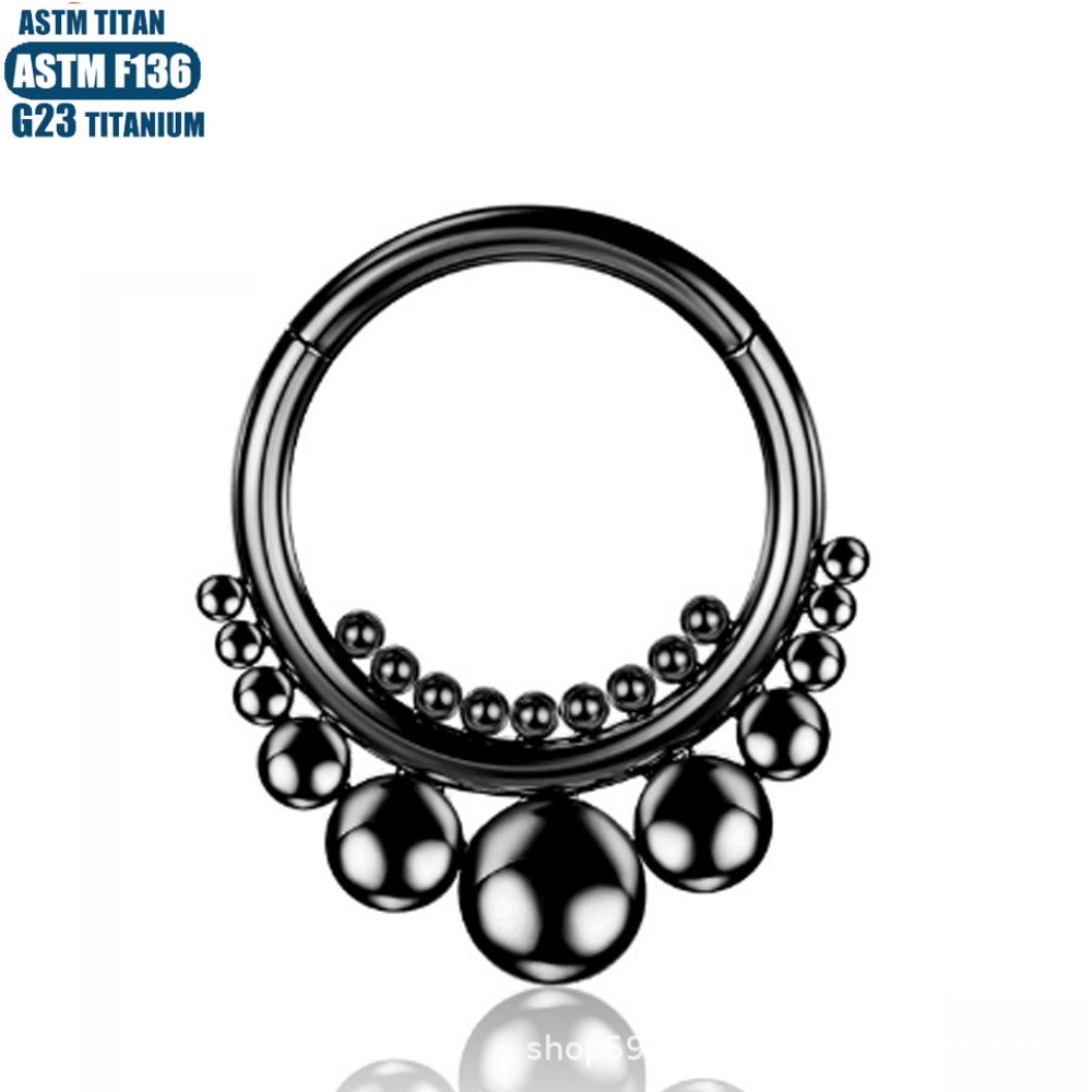 F136 Titanium Nose Ring Hoop Fashion Earring Welded Beads Implant Grade Seamless Closed Ring Body Piercing Jewelry - Image 4