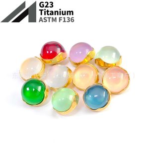 ASTM F136 Titanium 18K Gold Plated Wavy Edge Cat's Eye Stone Earring Labret Stud Lip Nose Nail Piercing Jewelry