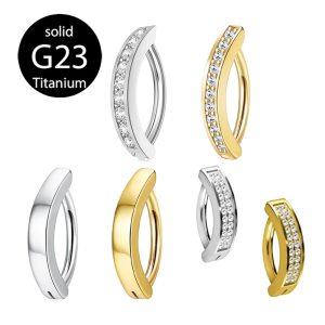 G23 Titanium Alloy Navel Ring for Women Zircon Inverted Belly Button Piercing Glossy Navel Ring