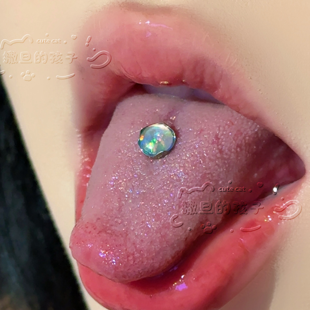 Satan's Child Long-Termism F136 Titanium Alloy Aurora Opal Jelly Tongue Nail Drinkable Tongue Ring - Image 2