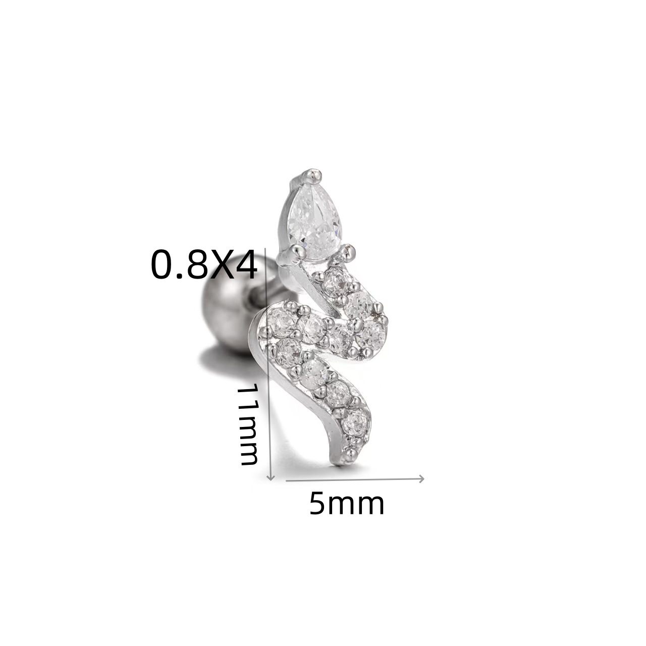 18K Gold Plated Copper Snake Ear Bone Stud Screw Twist Lock Cartilage Earring - Image 3
