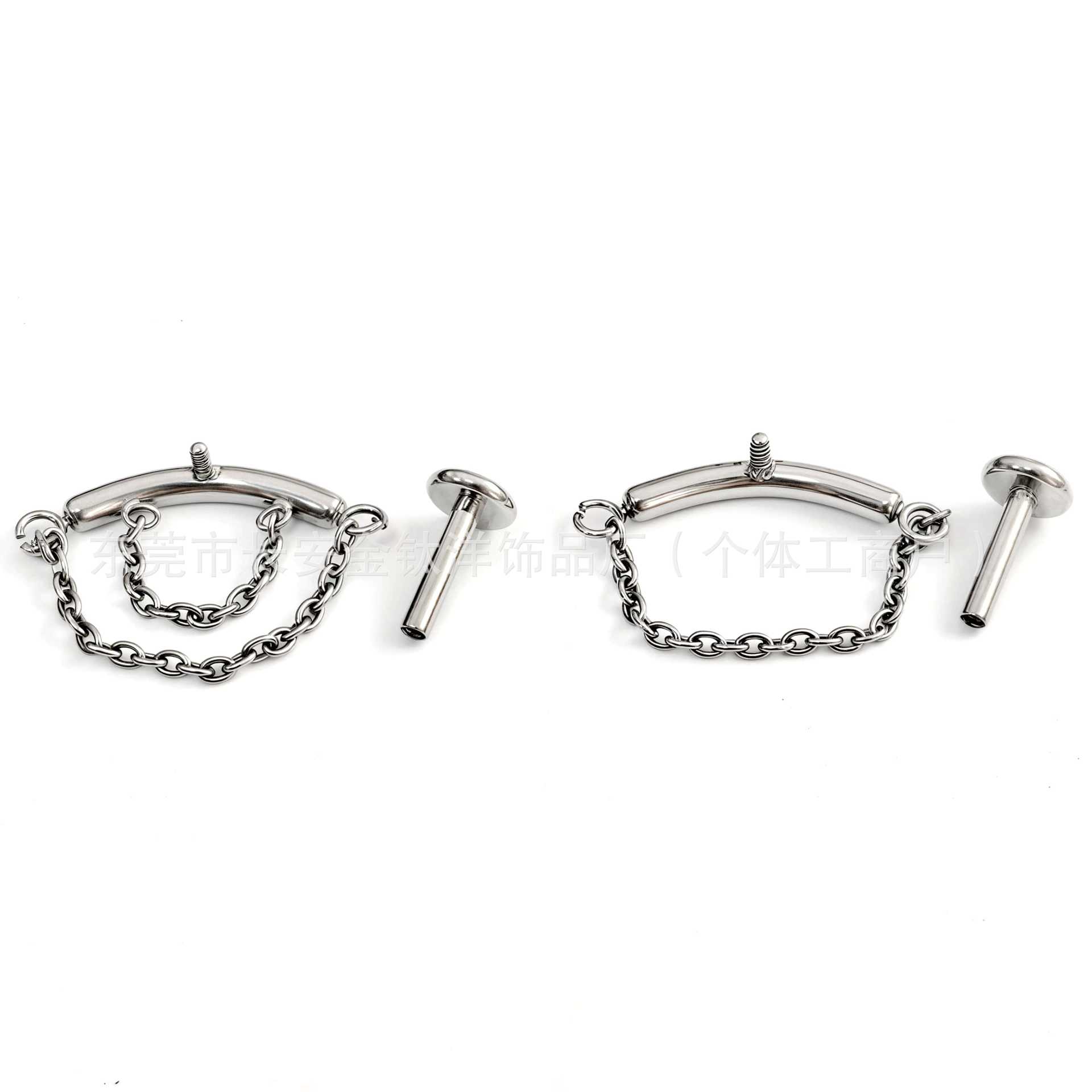 F136 Titanium Curved Single and Double Chain Pendant Lip Nose Ear Piercing Jewelry - Image 4