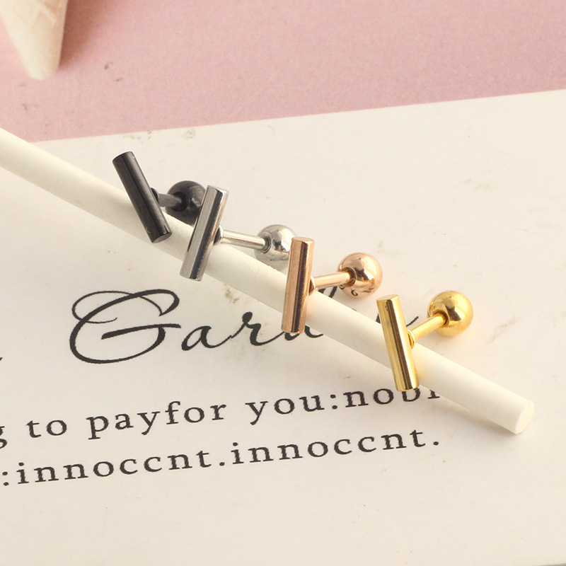 Star Shape Stainless Steel Threaded Straight Bar Stud Earrings for Men Women Ear Bone Piercing Jewelry - Image 5