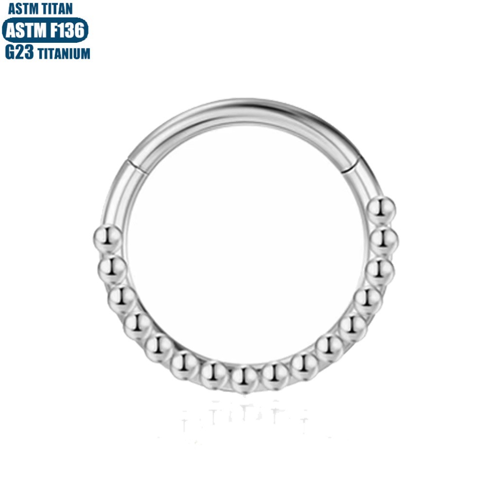 G23 Titanium Alloy Nose Ring with Side Welded Bead Hinge Seamless Hoop Earring - Image 4