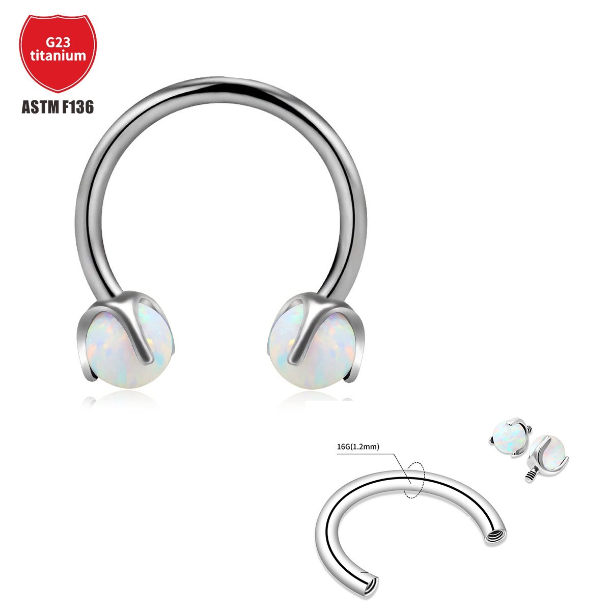 G23 Titanium Nose Ring Australian Ball Claws Nose Studs Earrings Titanium Piercing Jewelry - Image 2