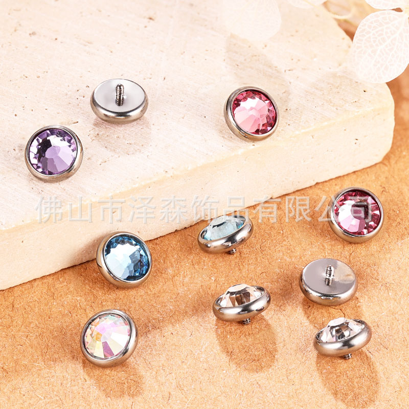 F136 Titanium Alloy Inlaid Czech Diamond Tongue Nail Lip Ear Piercing Jewelry - Image 3