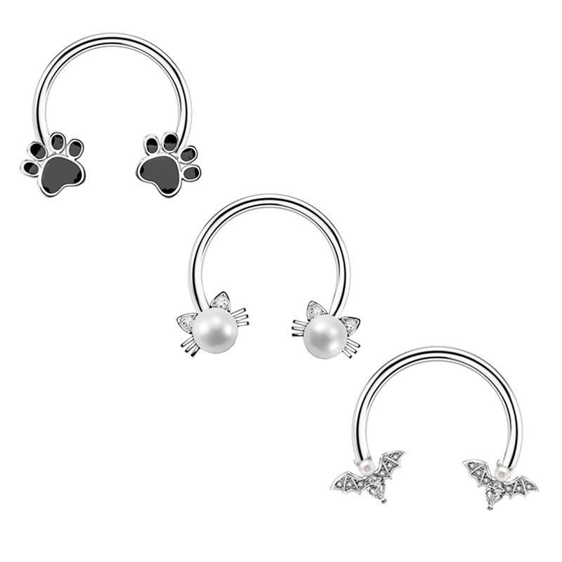 Star Flower Nose Clip Set 3 Pieces Stainless Steel Plated Nose Ring Nose Stud Piercing Jewelry - Image 2