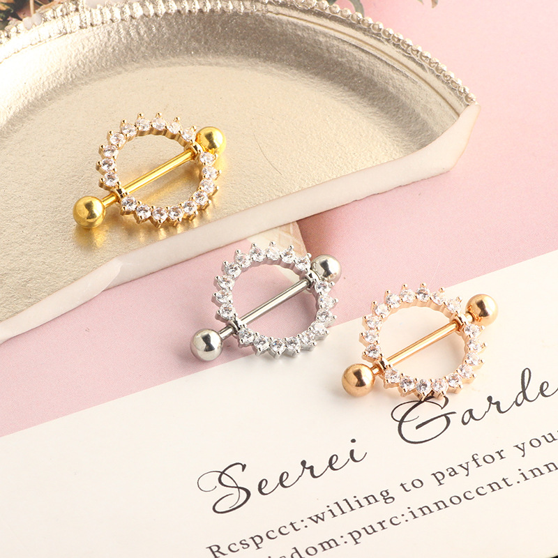 Rose Gold Peach Heart Zircon Emulsion Stud Earrings 6mm Straight Rod Star CZ Cartilage Piercing Jewelry - Image 3