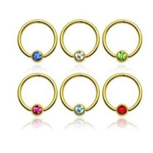 Gold Stainless Steel Closed Nose Ring Stud Multi-Purpose Earring Eyebrow Stud Septum Jewelry