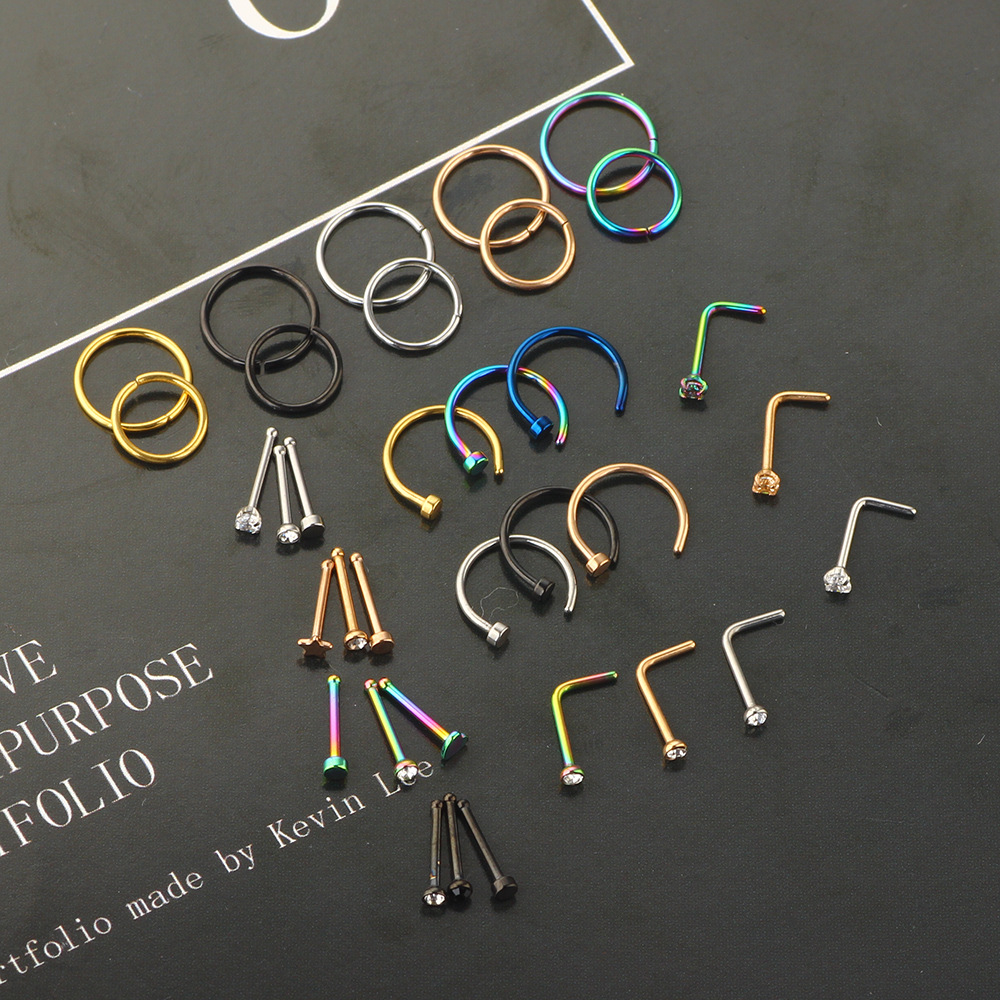 Stainless Steel Nose Clip Hoop Fake Piercing Nose Ring Set Wholesale Body Jewelry - Image 3