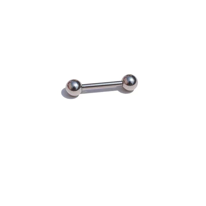Titanium Steel 14G Tongue Barbell Lip Ring Labret Stud Industrial Barbell Polished Geometric Lightning 6mm Ball - Image 3