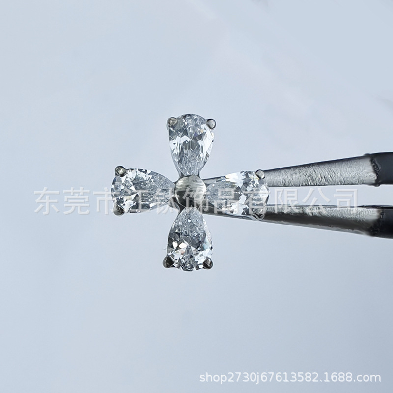G23 Titanium Cross Ear Cartilage Stud Inlaid with Zircon, Threaded Body Piercing Jewelry for Helix Tragus Conch - Image 4