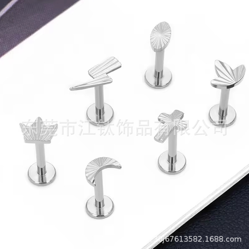 F136 Titanium Butterfly Love Leaf Stud Ear Bone Cartilage Earring Lip Nose Body Piercing Jewelry - Image 4