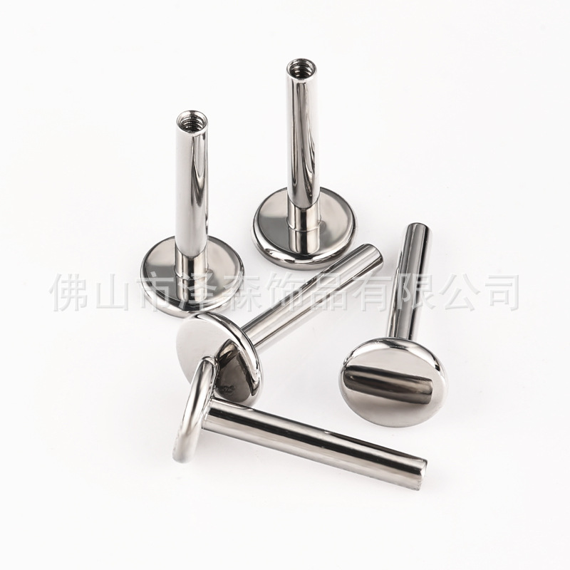 Zesen F136 Titanium Alloy Earring Mirror Polish Flat Bottom Lip Nail Rod Replacement Body Piercing Jewelry - Image 4