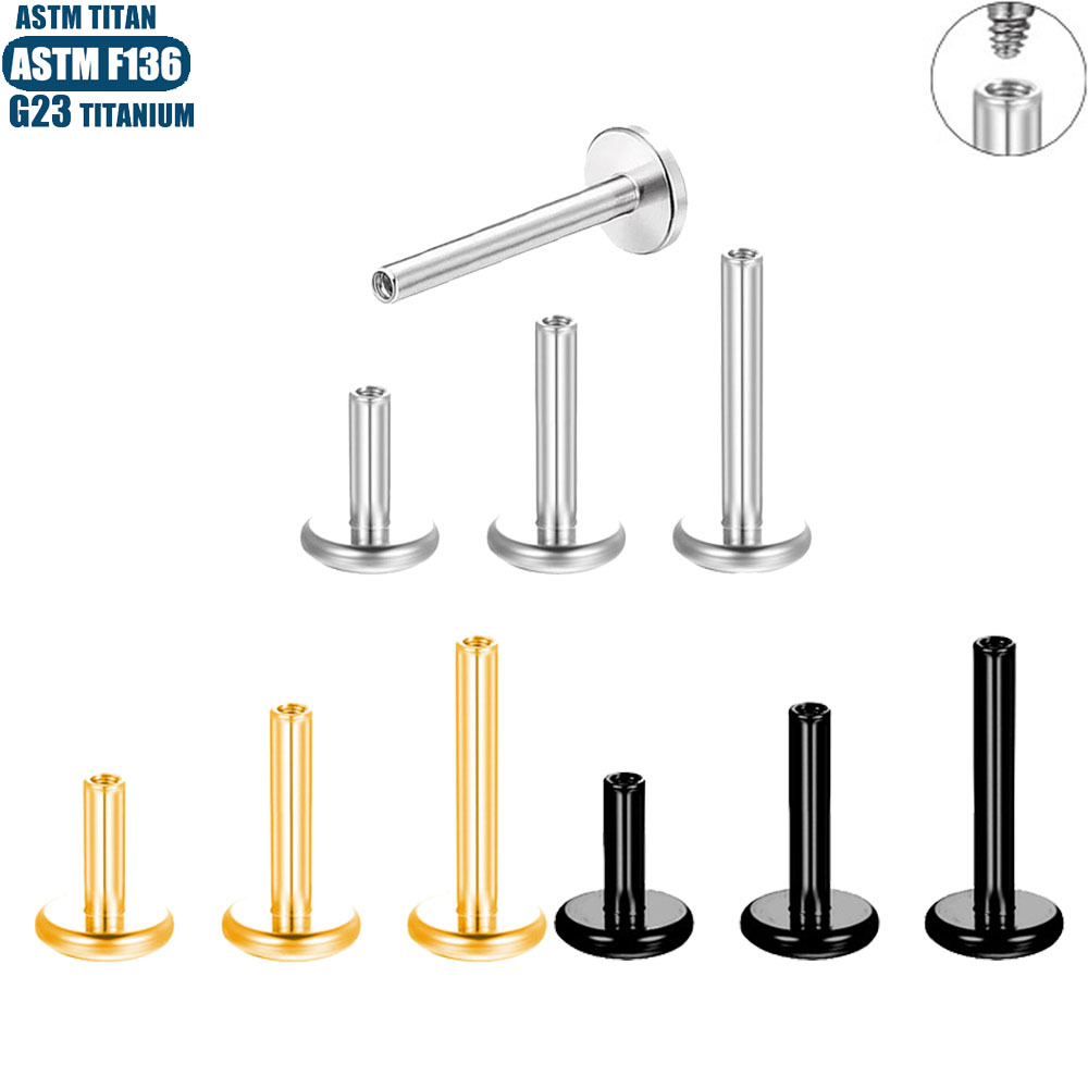 F136 Titanium Alloy Lip Stud Rod Flat Base 16g Ear Stud Replacement Rod Jewelry Rod Internal Thread Round Base Piercing Jewelry - Image 5