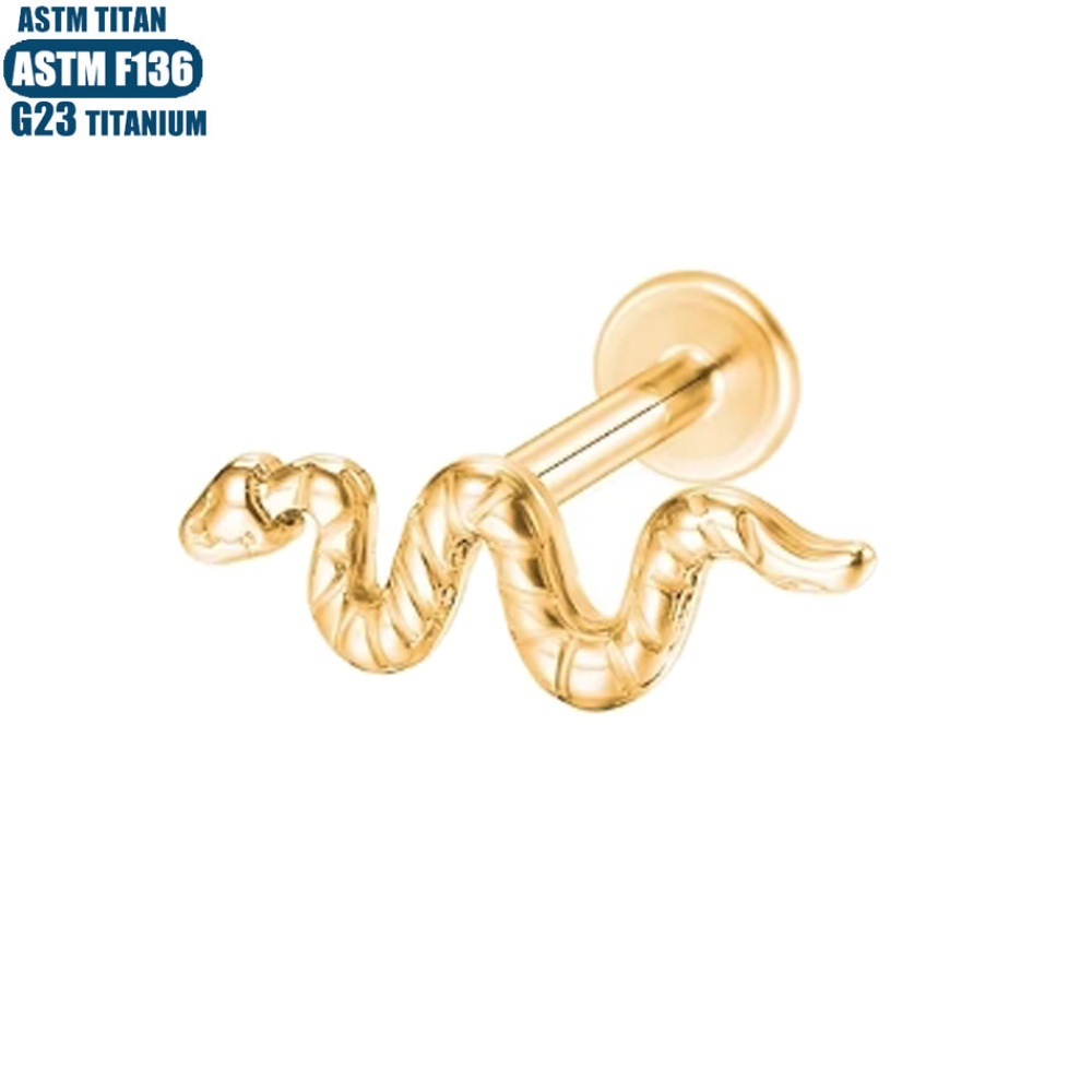 F136 Titanium Alloy Serpentine Lip Ring Labret Stud Inner Thread Tragus Earring Cartilage Hoop Nose Ring - Image 3