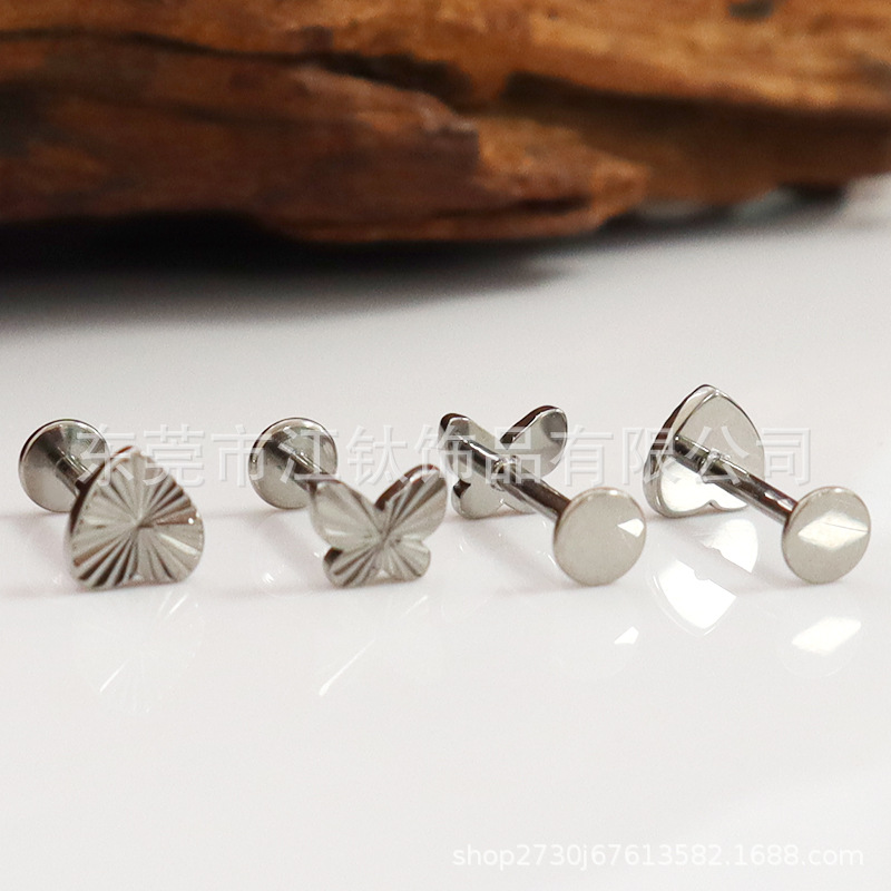 F136 Titanium Butterfly Love Leaf Stud Ear Bone Cartilage Earring Lip Nose Body Piercing Jewelry - Image 2