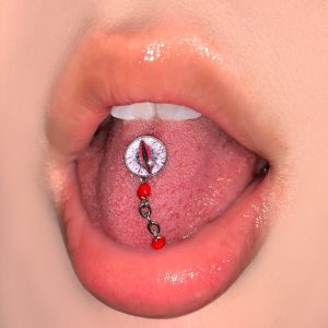 Gradient Color Chain Tongue Barbell 20mm Length 1.6mm Thick External Thread Titanium Steel Tongue Piercing Jewelry for Men Women Punk Style