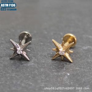 Pointed G23 Titanium Lip Ring Spiral with Diamond Inner Teeth Thread Body Piercing Jewelry Earring