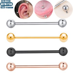 F136 Titanium Perforated Nipple Nail Lip Nail Round Ball Inner Spiral 1.6mm Straight Barbell Piercing Jewelry Eyebrow Nail Ear Bone Nail