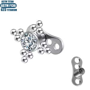 F136 Implant Grade Titanium Alloy Buried Bone Nail with Zircon Welding Ball Internal Thread Piercing Jewelry for Human Body