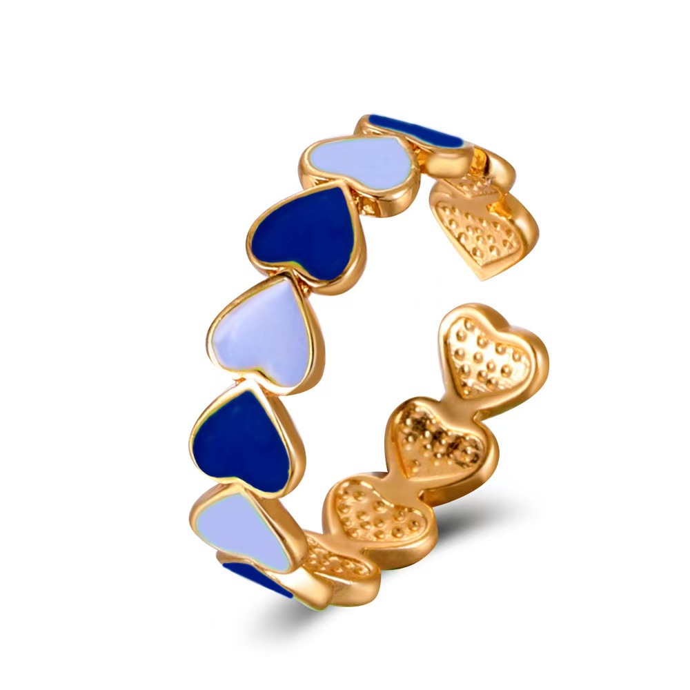 Smiley Face Cute Gold Plated Copper Heart Ring Women Fashionable Simple Finger Jewelry - Image 4
