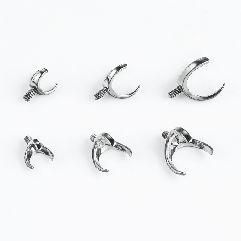 Zesen F136 Titanium Alloy Inlay Ball Three-Claw Empty Support Earring Tongue Nail G23 Titanium DIY Lip Nail Piercing Accessories - Image 4