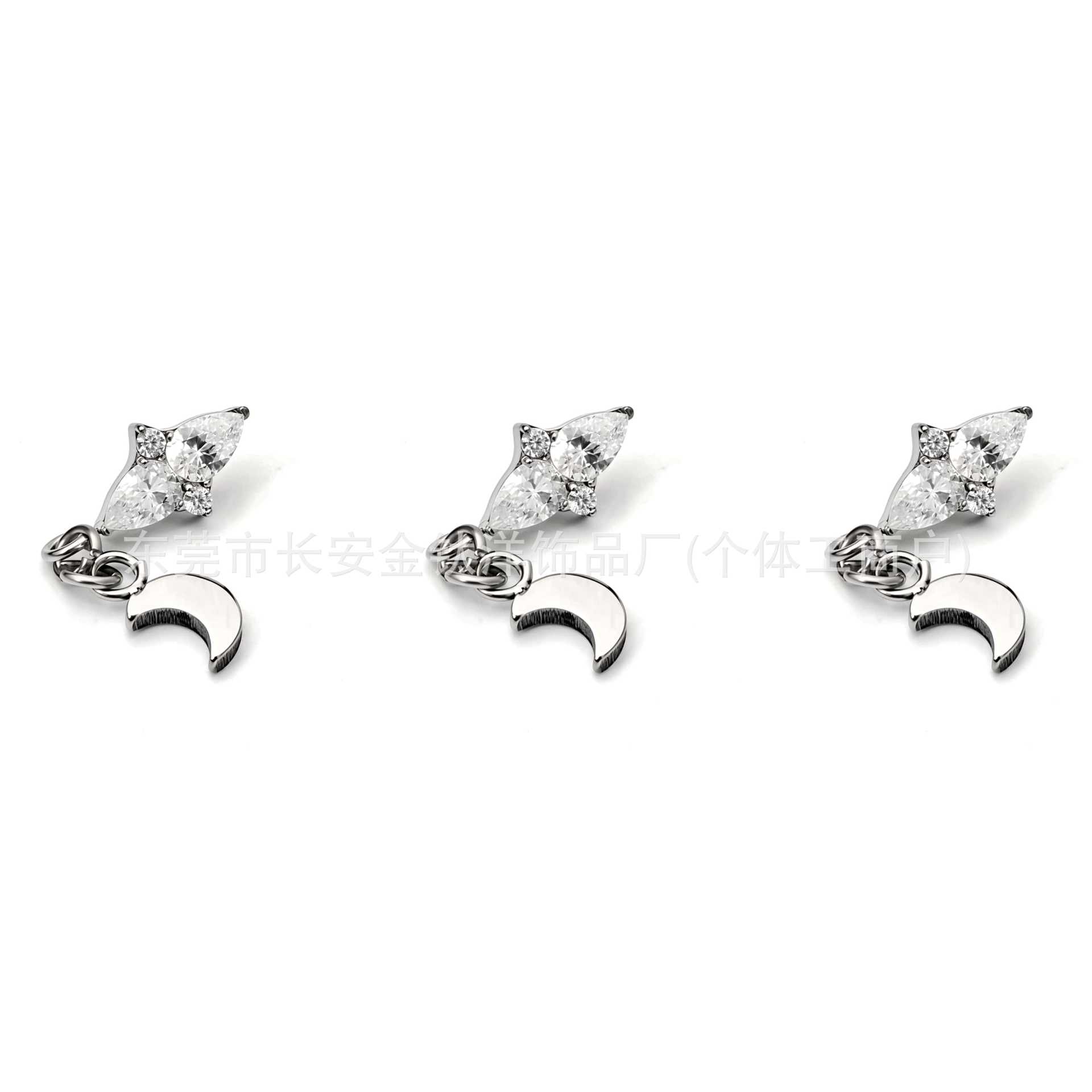 F136 Titanium Cross Flower Moon Pendant Earring Studs - Cartilage Ear Bone Studs, G23 Titanium Alloy Body Piercing Jewelry - Image 5