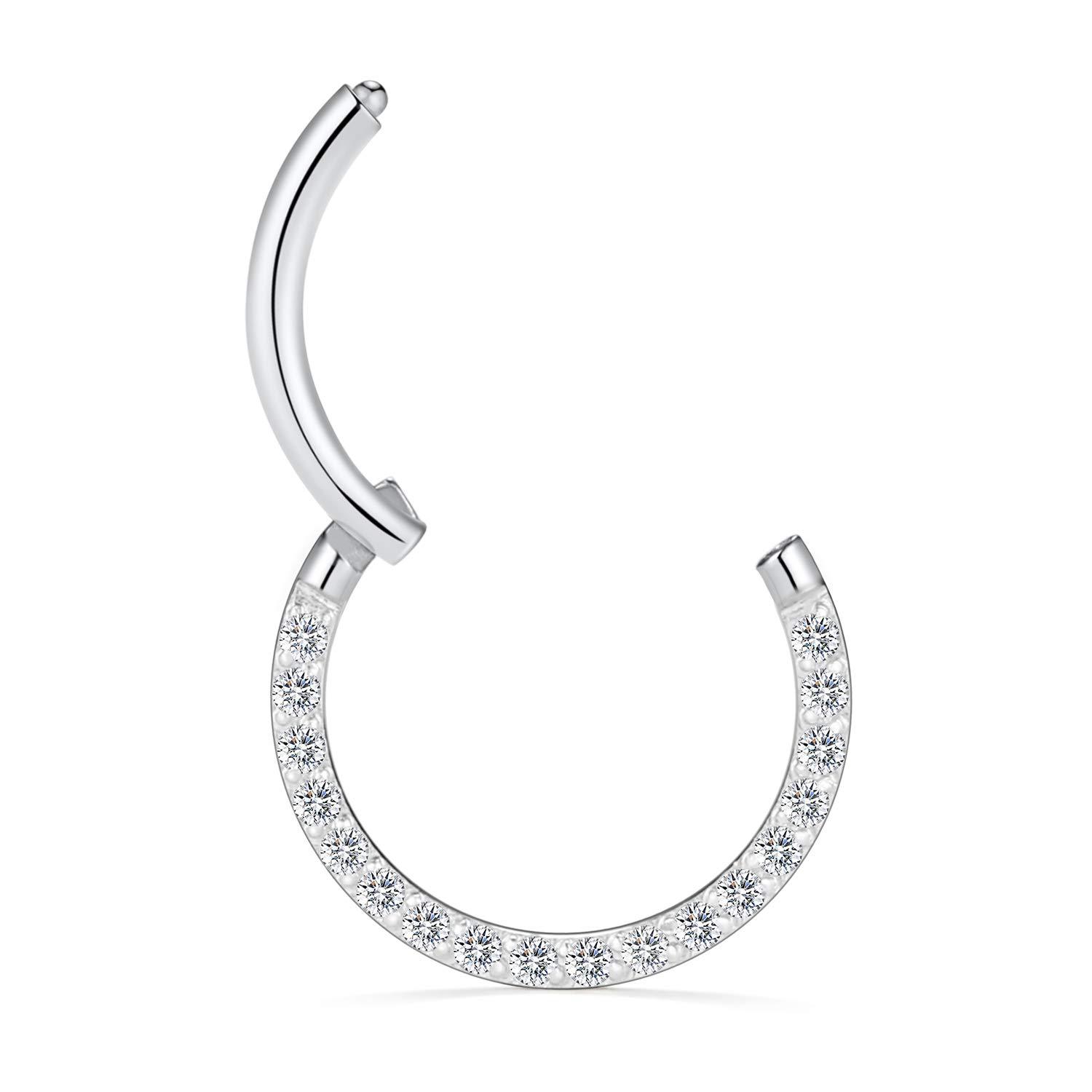 G23 Titanium Side Inlay CZ Closed Ring Nose Ring Earring - Simple Gold - Image 5