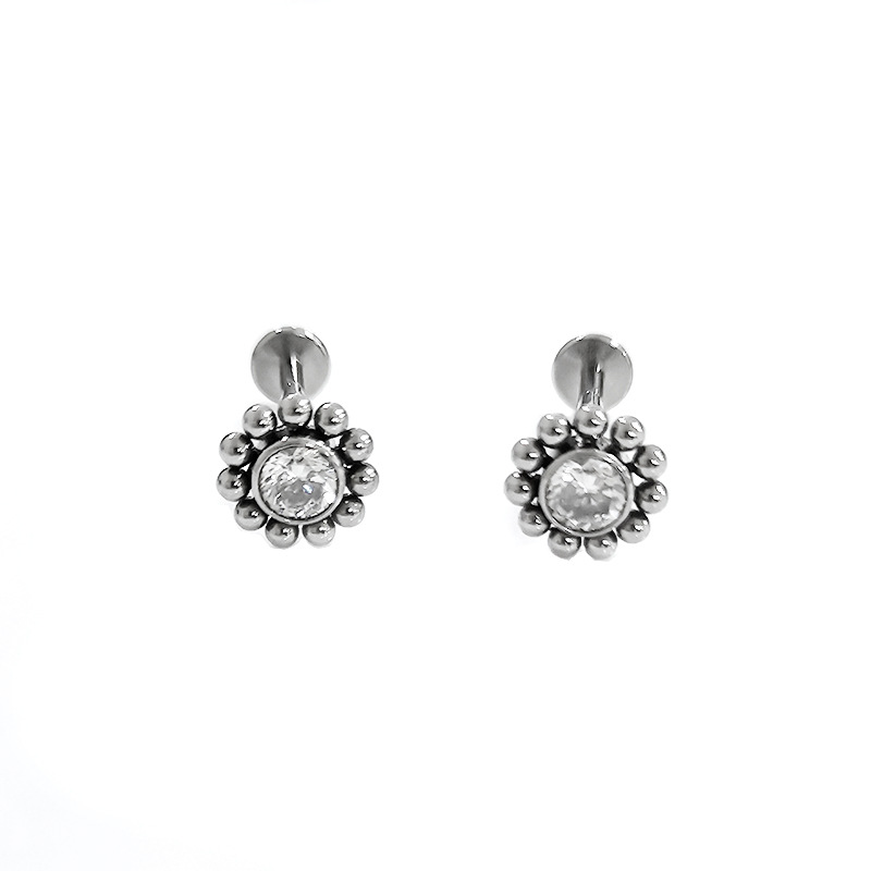 F136 Titanium Earring Set with Zircon Ball Thread Lip Nail G23 Titanium Alloy Body Piercing Jewelry Ear Bone Nail Earrings - Image 5
