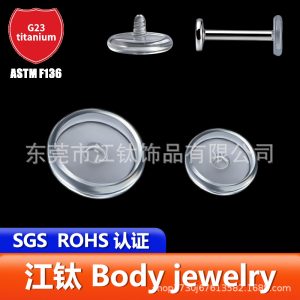 Invisible G23 Titanium Ear Bone Stud with Acrylic Flat Transparent Head - JT986