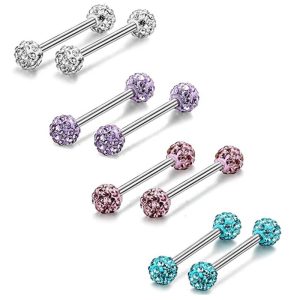 5mm Ball Amazon Diamond Ball Tongue Nail Tongue Ring Women's Nipple Ring Piercing Jewelry