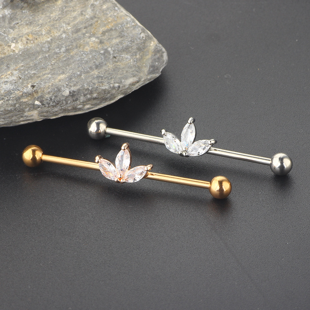 Retro Sun Industrial Zirconium Bone Nail Earring Stainless Steel Piercing Jewelry for Women Men - Image 5