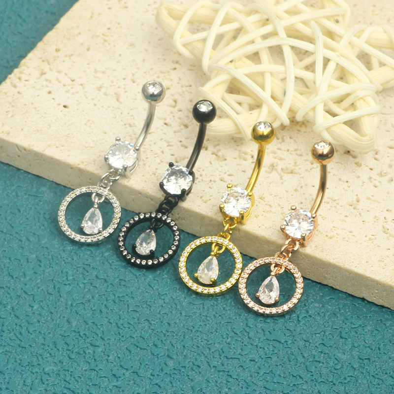 Heart Shape Zircon Belly Button Ring 316L Surgical Steel Navel Piercing Jewelry Wholesale Black - Image 5