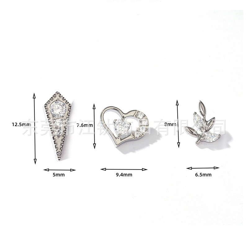 G23 Titanium Heart Zircon Ear Bone Stud Cartilage Piercing Jewelry 14G - Image 3