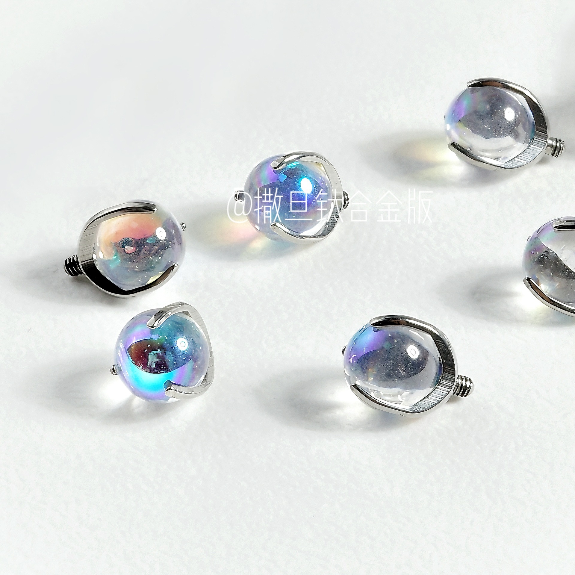 F136 Implantable Titanium Alloy Tongue Barbell 14G Internally Threaded Flash Polarized Glass Tongue Ring Replacement Nail - Image 3