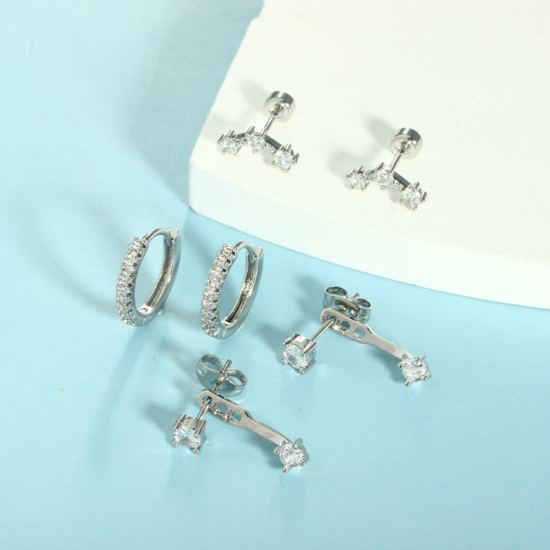 Stainless Steel Star Zircon Fashion Ear Bone Stud Earrings All-Match Women's Earrings - Image 4