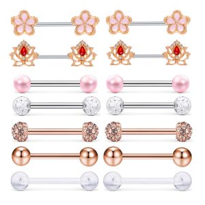 Zircon Sexy Chest Ring Stainless Steel Nipple Nail Breast Piercing Jewelry Set