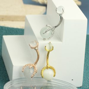 Heart Shape Navel Ring Stainless Steel Belly Button Ring for Women Men