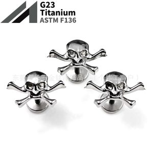 F136 Titanium Halloween Skull Earrings Nose Nails Cochlear Nails G23 Titanium Alloy Body Piercing Jewelry Ear Bone Nails