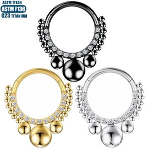 Titanium Alloy Nose Ring F136 Titanium Tragus Piercing Jewelry Black Cubic Zirconia Earrings