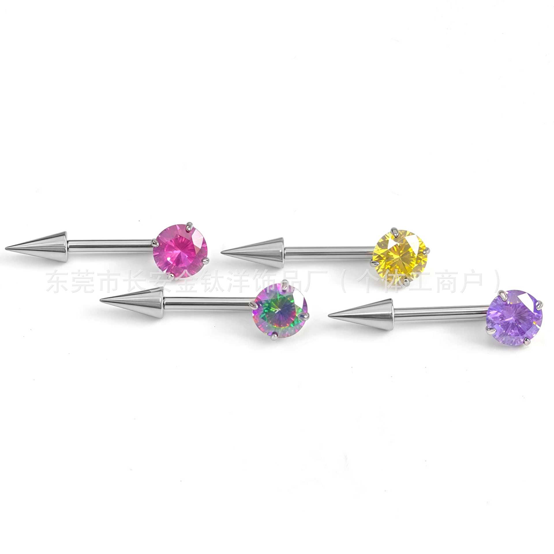 F136 Titanium Internal Thread Pointed Cone Zircon Tiger Nail Earrings G23 Titanium Alloy Body Piercing Jewelry Ear Bone Nails - Image 2