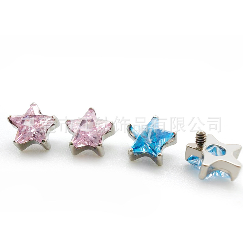 G23 Titanium Star Zircon Earring Cartilage Stud Ear Bone Nail Body Piercing Jewelry - Image 5