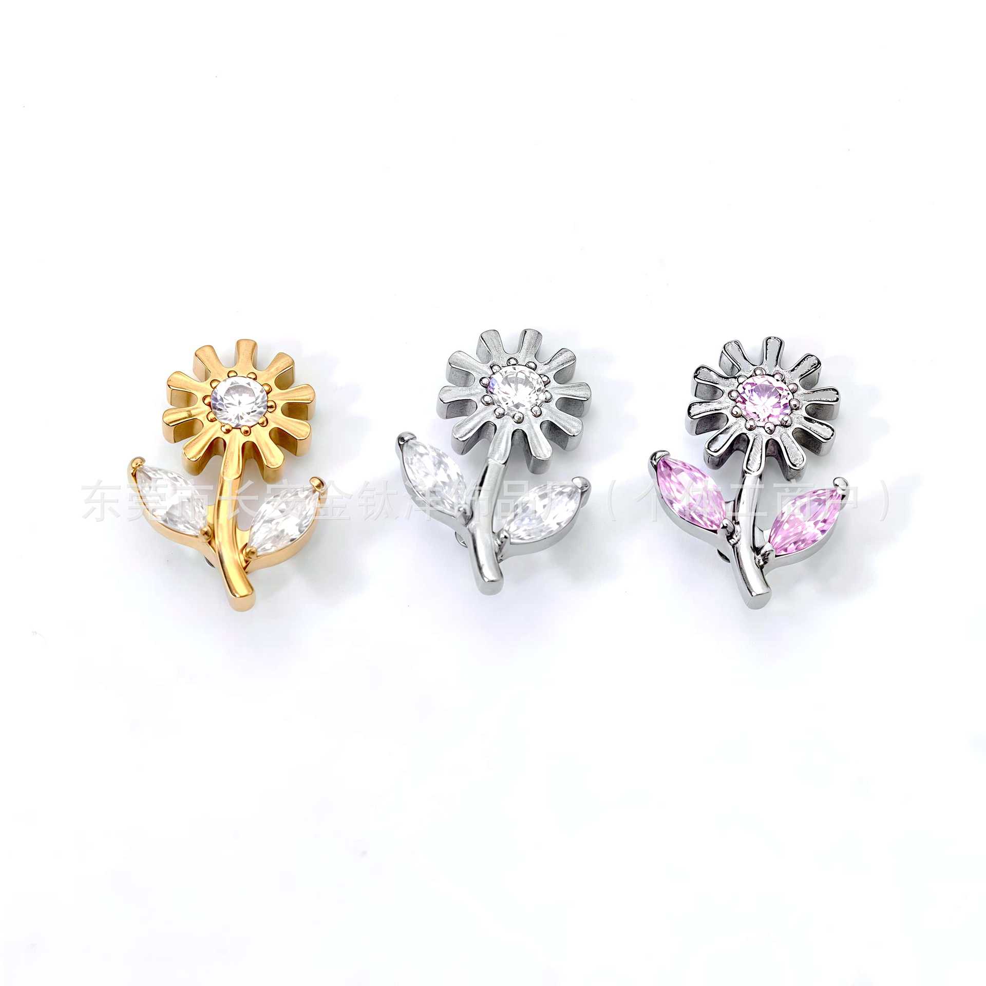 F136 Titanium Internally Threaded Flower Zircon Earrings Cochlear Nails Ear Bone Nails G23 Titanium Body Piercing - Image 5