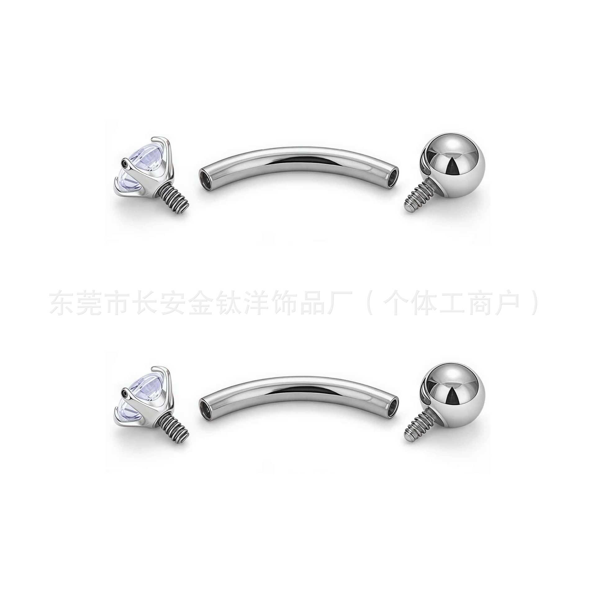 F136 Titanium Inner Thread Curved Barbell Claw Set Zircon Eyebrow Nail Ear Bone Nail Body Piercing Jewelry - Image 4