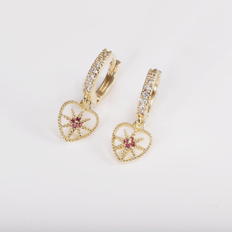 European American Luxury Zircon Love Star Cross Wings Ear Buckle Suit - Gold Earrings for Women - Image 4