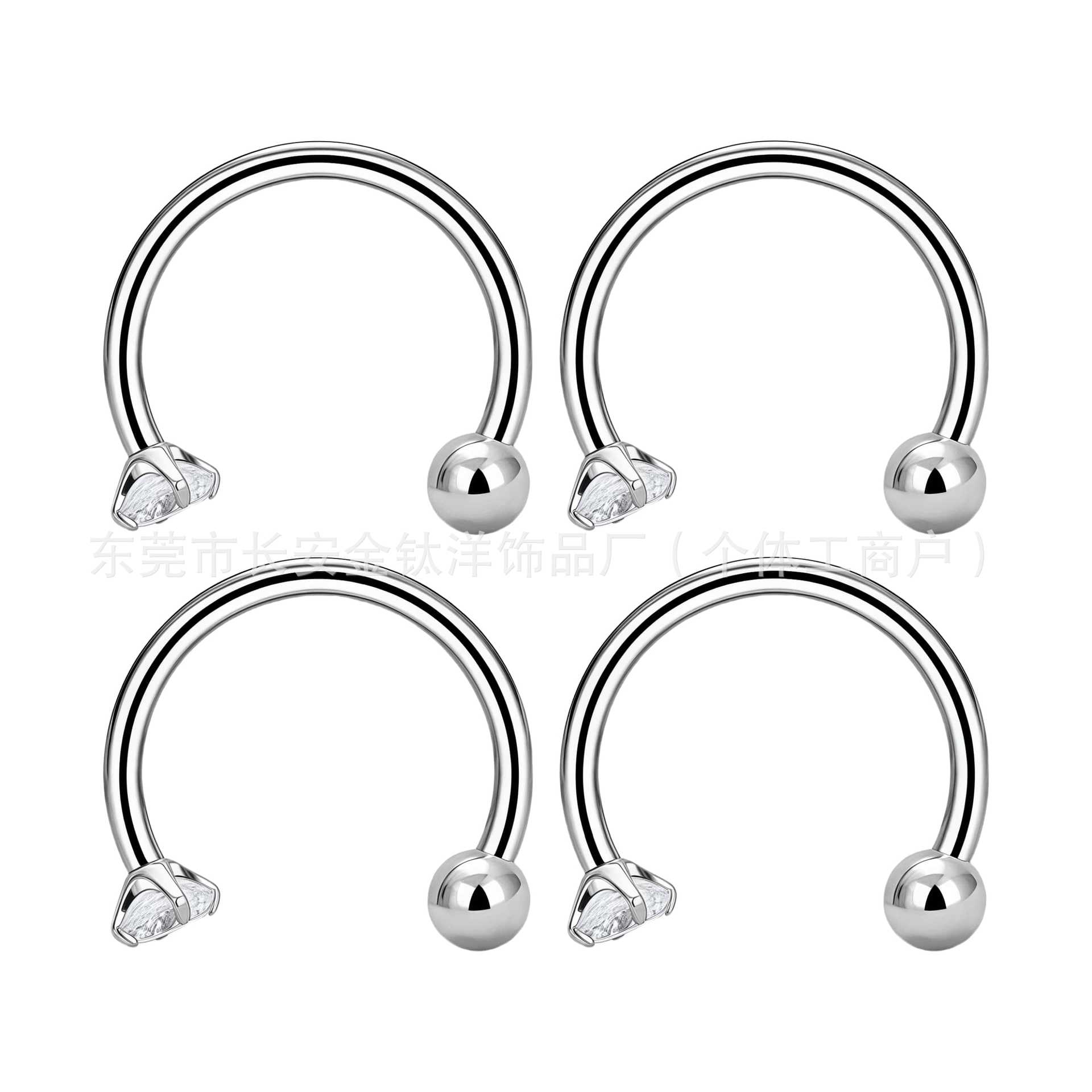 F136 Titanium Inner Thread Horseshoe Nose Ring with CZ Gem for Nose Lip Ear Body Piercing - Image 5
