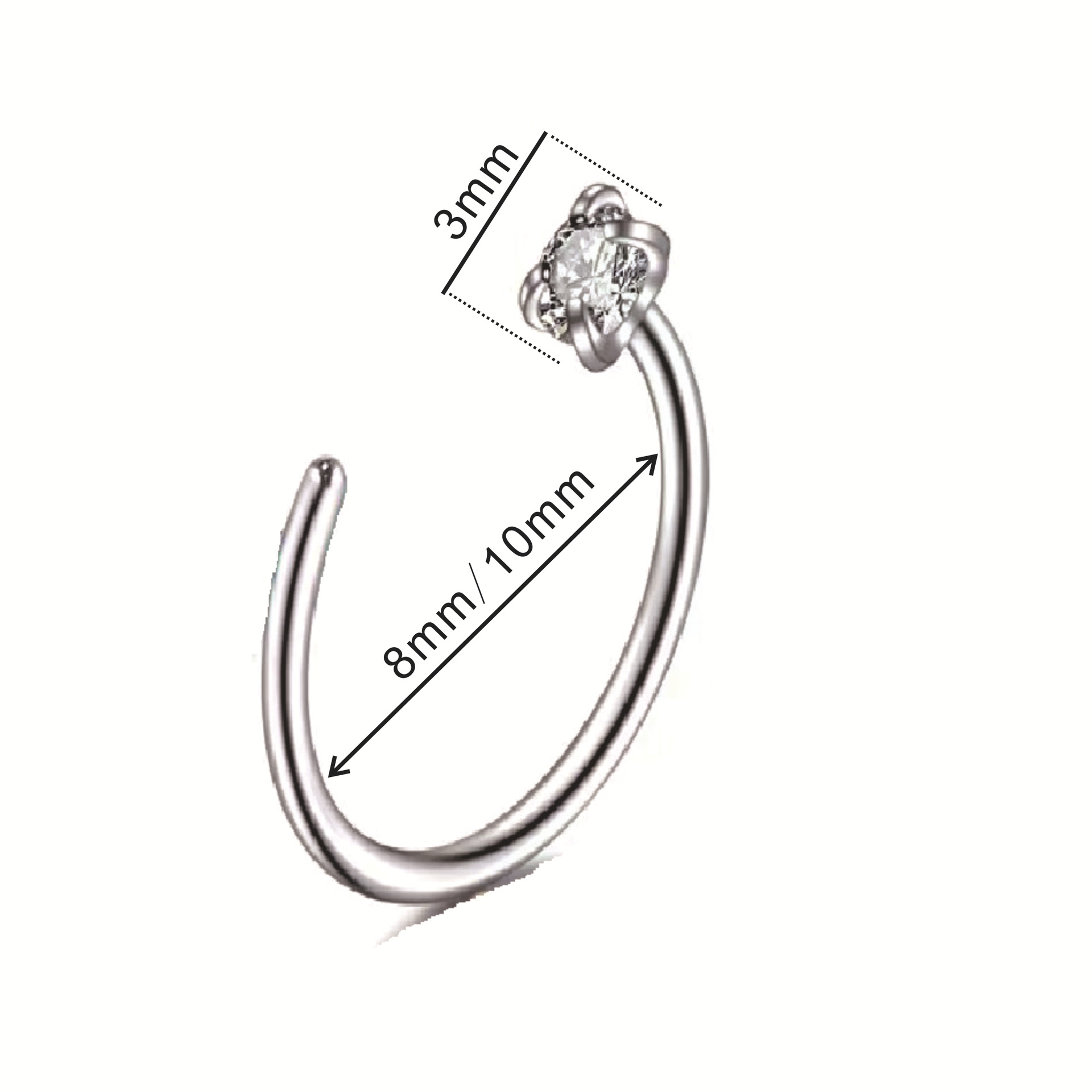 F136 Titanium Claw Zircon Nose Ring C-Shaped Nose Stud G23 Titanium Alloy Body Piercing Jewelry - Image 2