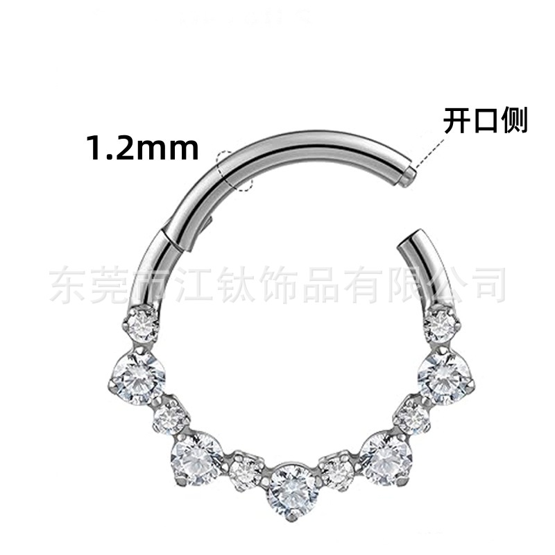 Gold G23 Titanium Nose Ring 1.2mm x 10mm Inlaid CZ Hoop - Cross-Border Hot Sale Body Piercing Jewelry - Image 3