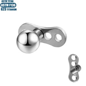 F136 Titanium Internal Thread Subcutaneous Implant Skin Nail with Base Lock - 1.2x0.9mm Silver